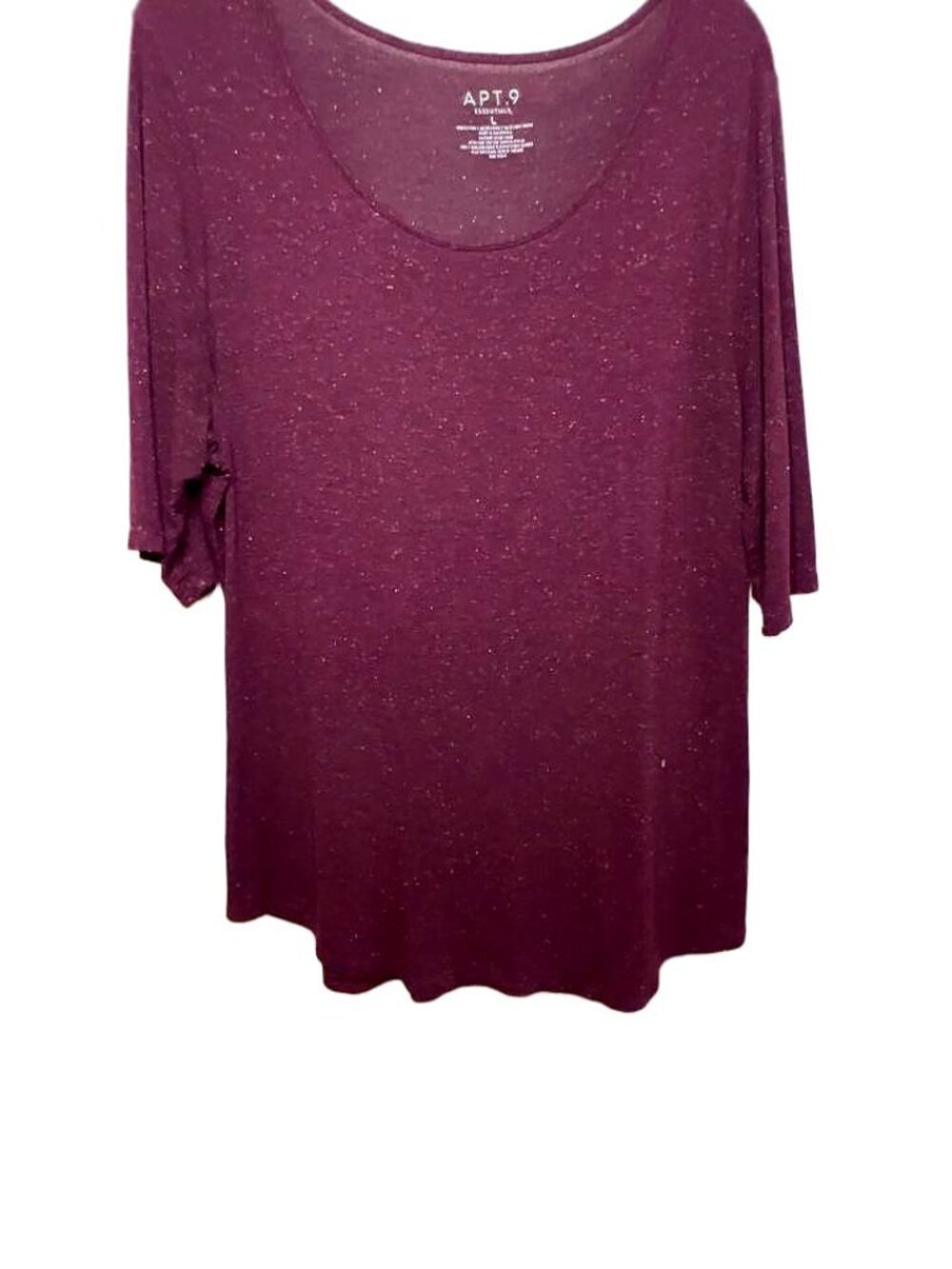 Apt. 9 Essentials Women's Burgundy Scoop Neck Speckled Top Size L